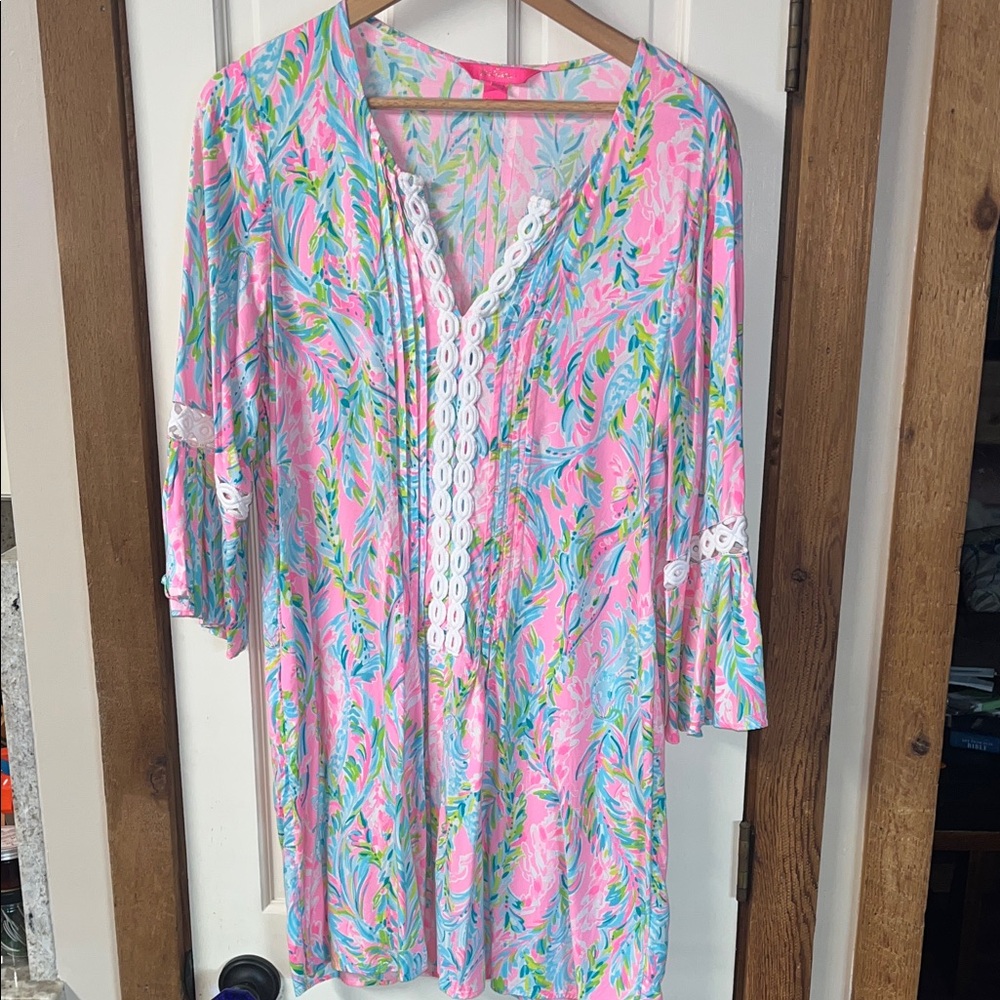 Lilly Pulitzer Pink and Blue Mini Dress. Gently used maybe twice